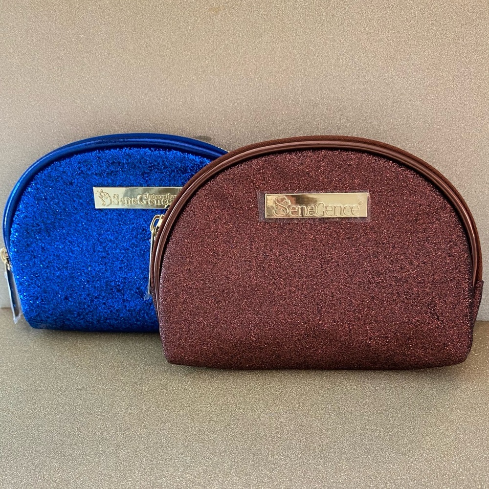 SeneGence Sparkle Cosmetic Bag Duo - Blue and Brown